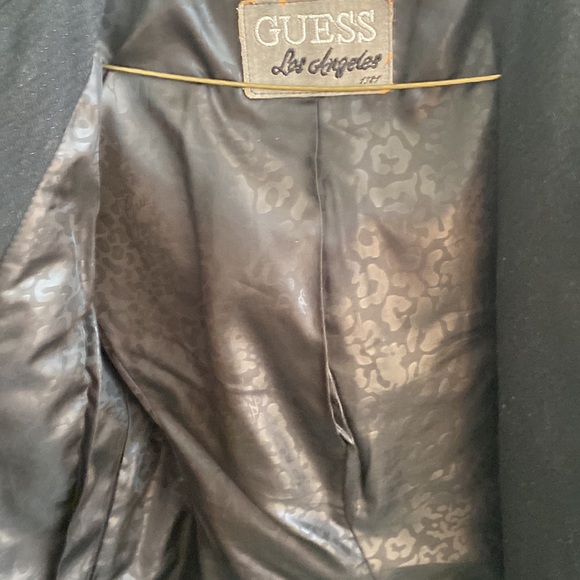 BLACK WOOL GUESS COAT MILITARY STYLE FRONT BEAUTIFUL! - Picture 6 of 6